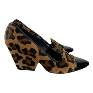 Peter Som Wedge Heels Women’s 38 Marley‎ Leopard Print Calf Hair Brown Tan Shoes